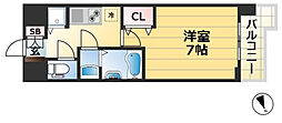 LAV神戸三宮 1Kの間取図画像