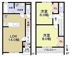 J Wing East 2階2LDKの間取り