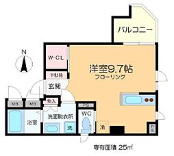 リヴェールタワー綾瀬 6階ワンルームの間取り