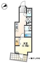 レジデンス明神町 4階1Kの間取り