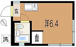 ベルシャンブル 1階ワンルームの間取り