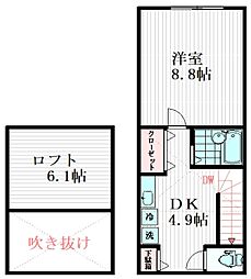 アートヒルズ自由が丘 2階1DKの間取り