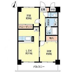 クレーテ3篠崎 2LDKの間取図画像