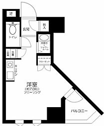 ダイヤモンドスクエア駒形 5階ワンルームの間取り