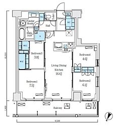 ロイヤルパークス赤羽ノース 9階4LDKの間取り