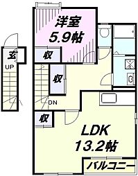オーガスタB 1LDKの間取図画像