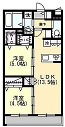 アネーロ東船橋 2LDKの間取図画像