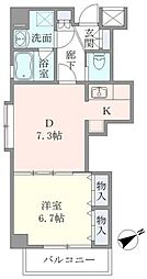 イーストコート平野 1DKの間取図画像