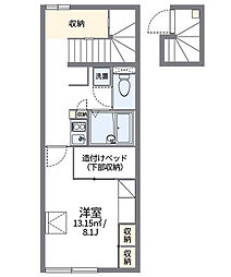 レオパレスChamp Vert 2階1Kの間取り