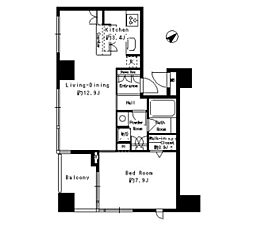 パークルージュ赤坂檜町 10階1LDKの間取り