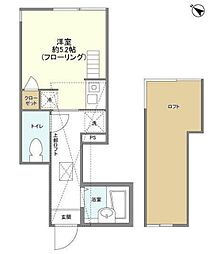 プレステージ笹塚 1階ワンルームの間取り