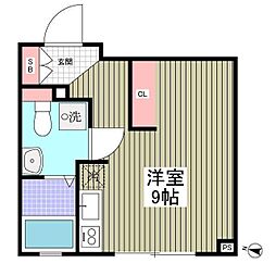 ルナーリア 3階ワンルームの間取り