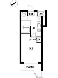 スカイコート市ヶ谷第5 1階1Kの間取り