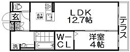 バウプレースミゾ 1LDKの間取図画像