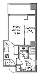 オーパスホームズ芝公園 5階1DKの間取り