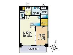 クレセント美野島 1LDKの間取図画像
