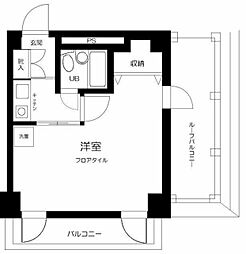トップルーム品川 11階1Kの間取り