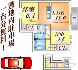 ウィット垂水2 2LDKの間取図画像