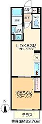 ルミエール扇 1DKの間取図画像