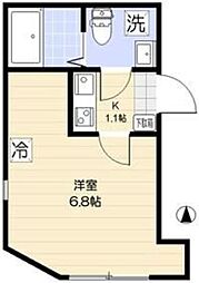 ユニヴェール西新井 2階1Kの間取り