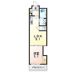 クリエオーレ菱江2 1LDKの間取図画像