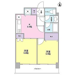 京急本線 京急蒲田駅 徒歩1分の賃貸マンション 3階2Kの間取り