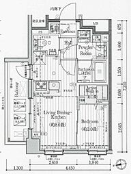 デュオヴェール東京東向島 2階1LDKの間取り
