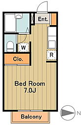 ペルレ2 2階1Kの間取り