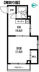 エクセルハナブサ 3階1DKの間取り