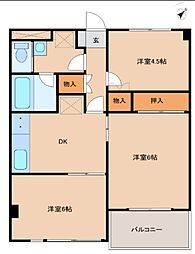 アンソレイエ松戸 3DKの間取図画像