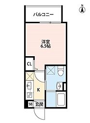 リサージュ 1Kの間取図画像