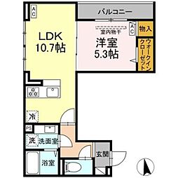D'Bless横濱岸根公園II 1LDKの間取図画像