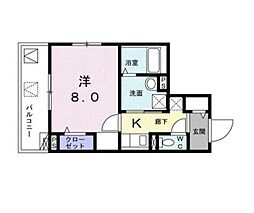 JR京浜東北・根岸線 大森駅 徒歩14分の賃貸マンション 3階1Kの間取り