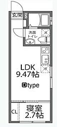 ラヴィージェ赤羽 4階1LDKの間取り