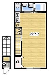 Olive Terrace高ヶ坂 2階ワンルームの間取り