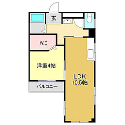 ヴィラ五番街 1LDKの間取図画像