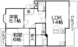 ドミシル並川 2LDKの間取図画像