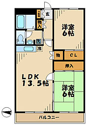 ビュースフルマンション桜台 2LDKの間取図画像