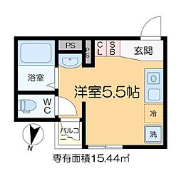 ＡＱリーフィア堀切 2階ワンルームの間取り