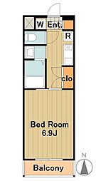 多摩都市モノレール 大塚・帝京大学駅 徒歩11分の賃貸マンション 2階1Kの間取り