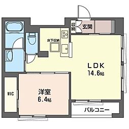 デューボヌール 1LDKの間取図画像