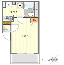 プレール スカイツリー 5階1Kの間取り