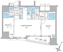 ルフォンプログレ北新宿 2LDKの間取図画像