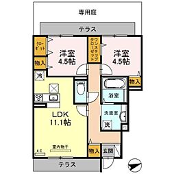 リヤン永井 2LDKの間取図画像