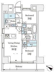 テラス駒込イースト 2LDKの間取図画像