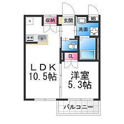 ビラコート南野 1LDKの間取図画像