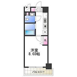 エイチ・ツー・オー東住吉2番館 1Kの間取図画像