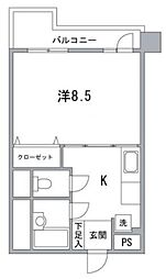 トーア錦糸町マンション 3階1Kの間取り