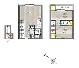 都営新宿線 曙橋駅 徒歩8分の賃貸アパート 2階2DKの間取り