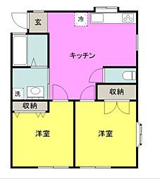 エスポワール・モア 2DKの間取図画像
